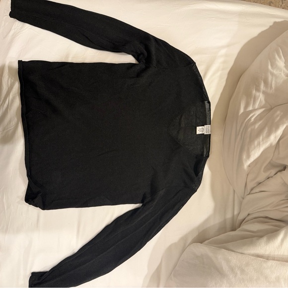 Eileen Fisher Women's Black V-Neck Sweater - Medium - Picture 3 of 4